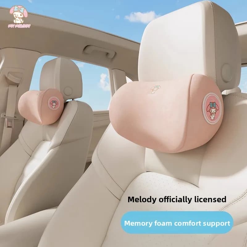 Set di Supporto Lombare e Poggiatesta in Memory Foam Melody, Cuscino per il Collo e Schienale, Comfort per Sedile Auto, Tessuto Traspirante in Poliestere