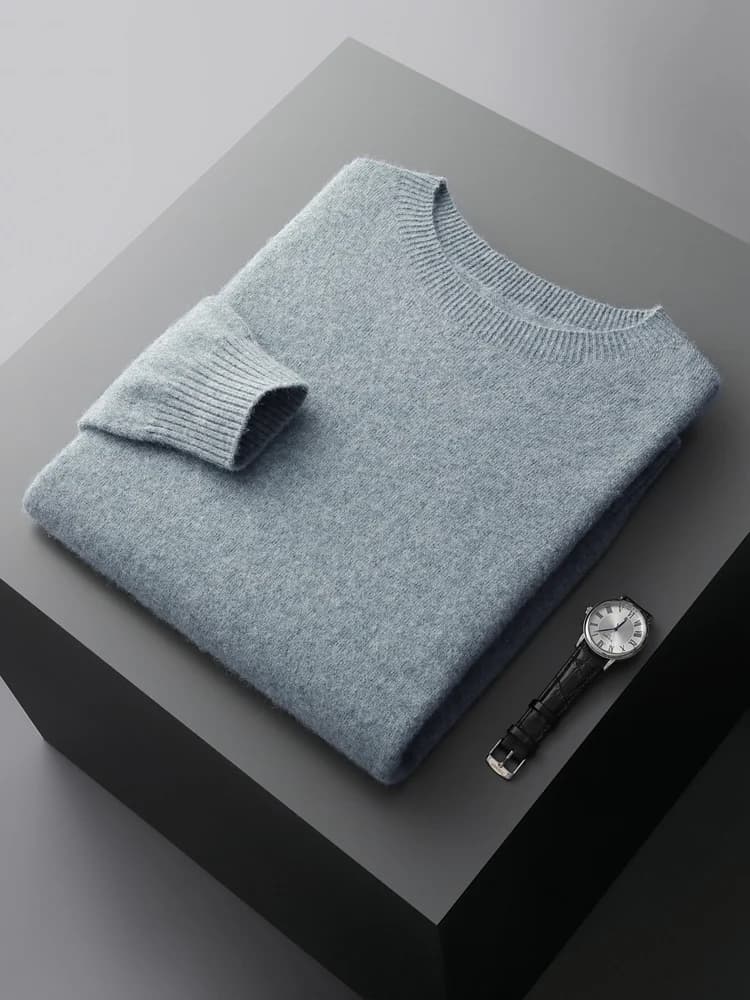 Maglione da uomo in lana merino 100% Pullover basic in lana con scollo a O Autunno Inverno Manica lunga Maglione morbido Smart Maglieria casual Top popolari