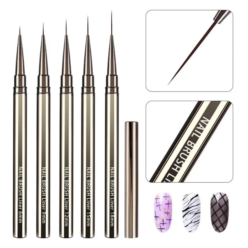 5PCS Nails Art Liner Brushes Hand Painted Brush Acrylic UV Gel Colours Paints Builder Drawing Pen Nail Design Pen Manicure Tool