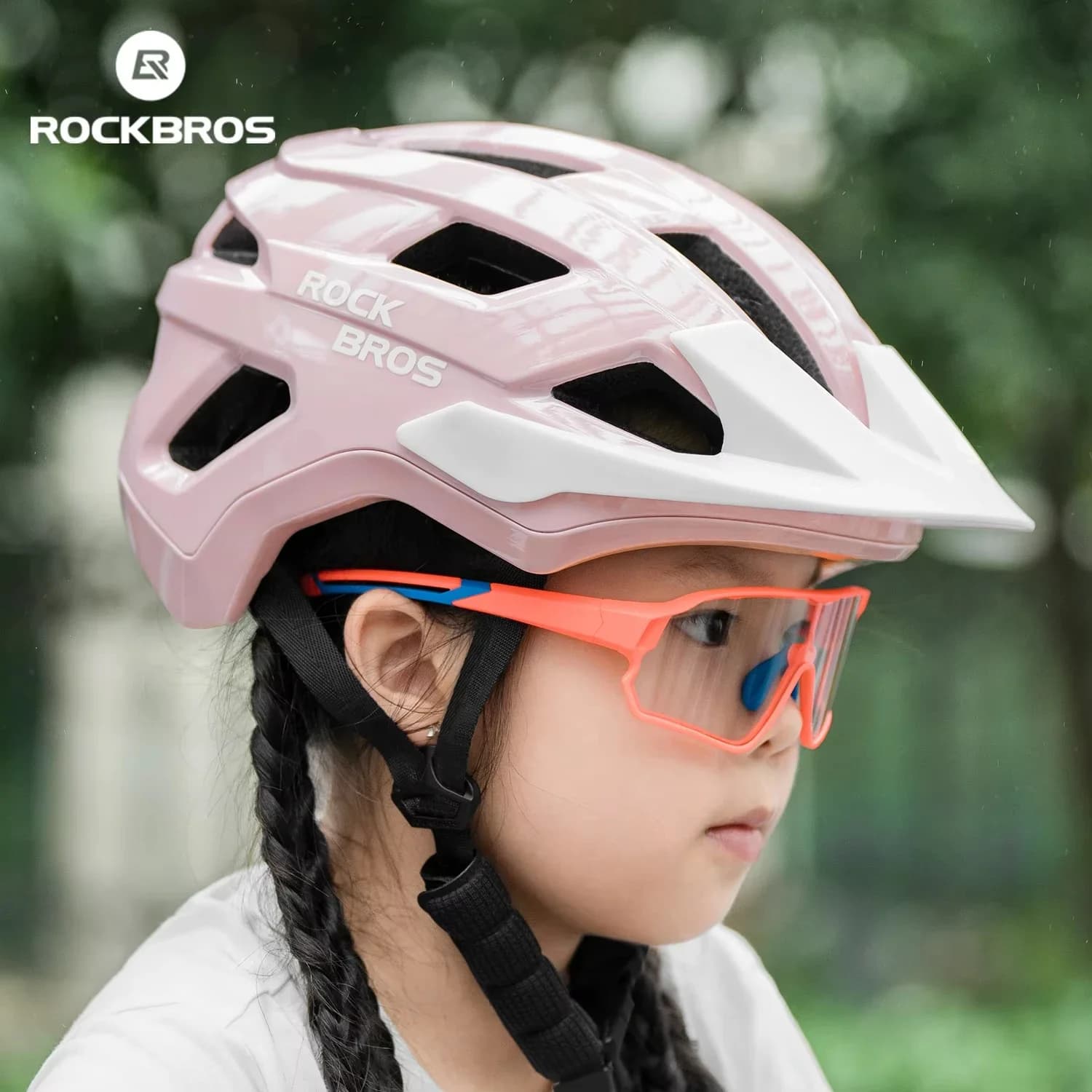 Casco da Ciclismo ROCKBROS per Adolescenti, Traspirante, per MTB e Bici da Strada, Ultraleggero, Modellato Integralmente, Sicuro per Bambini e Ragazzi, per Scooter