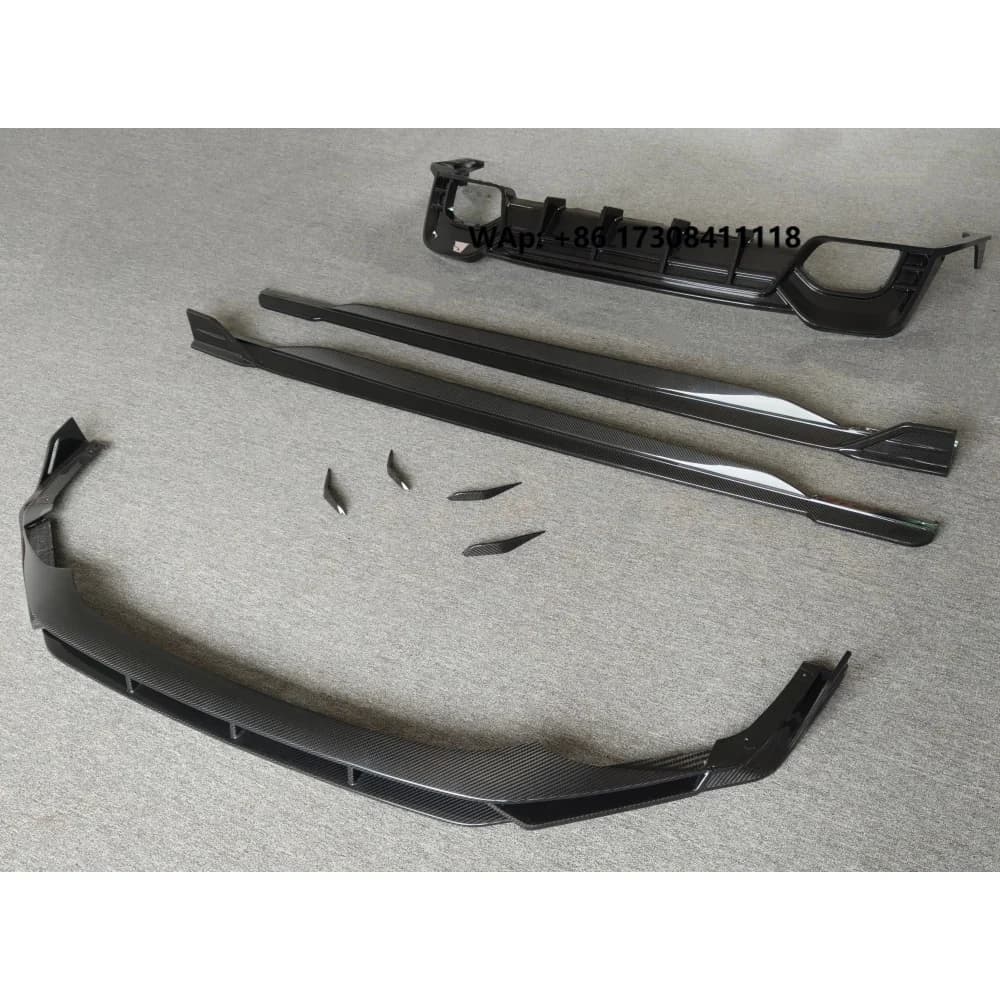 Upgraded Body Kit with Aul Style Dry Carbon Fiber Front Lip and Rear Diffuser, Side Skirt Wind Knife Suitable for RS6