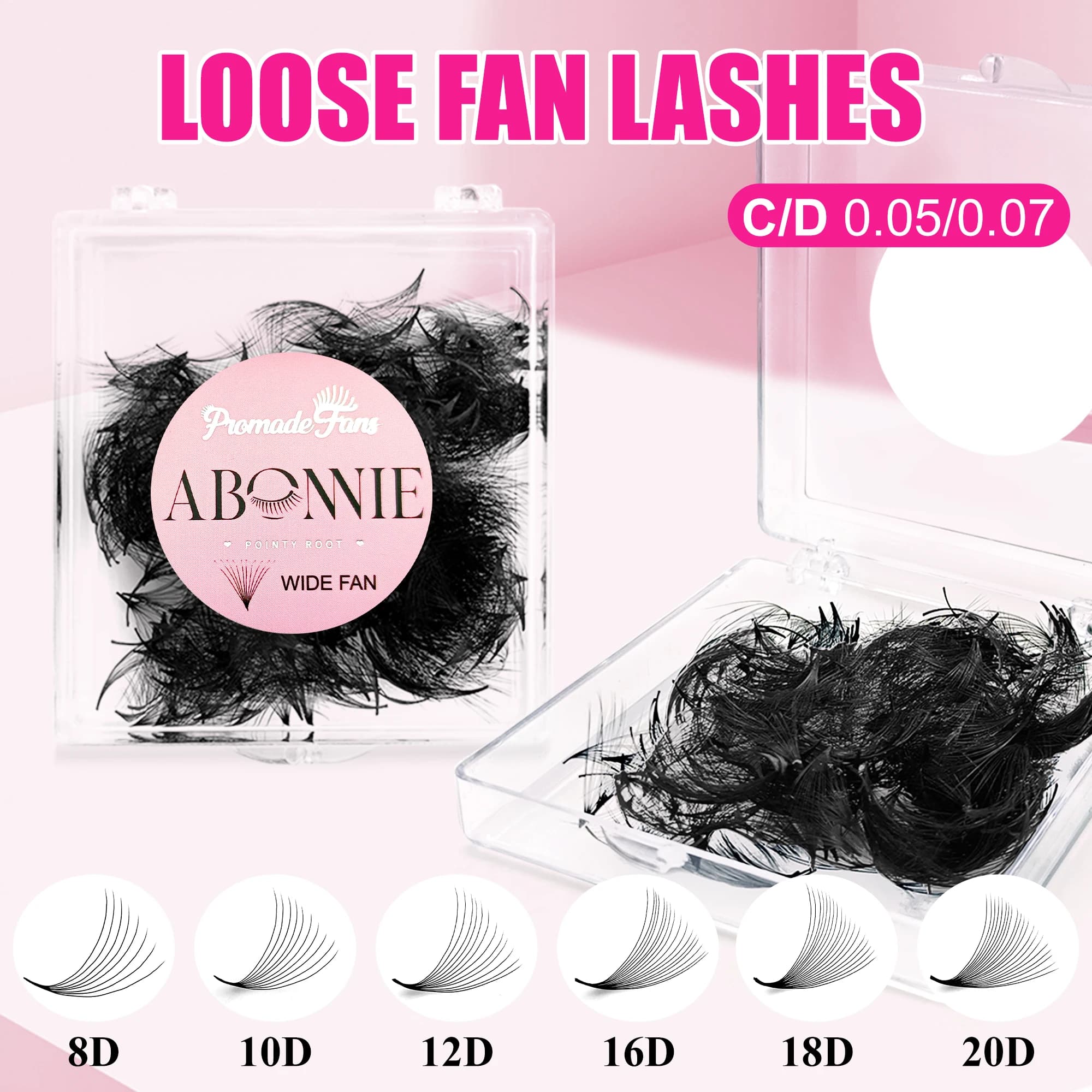 ABONNIE Dissolved 8-20D Pointed base Short stem Premade Russian volume fans Visone fake extensions prefabricated eyelashes Make-up Cilios