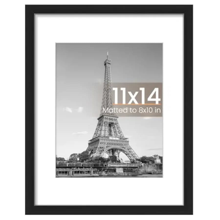 11x14 Picture Frame, Display Pictures 8x10 with Mat or 11x14 Without Mat, Wall Hanging Photo Frame,,1 Pack