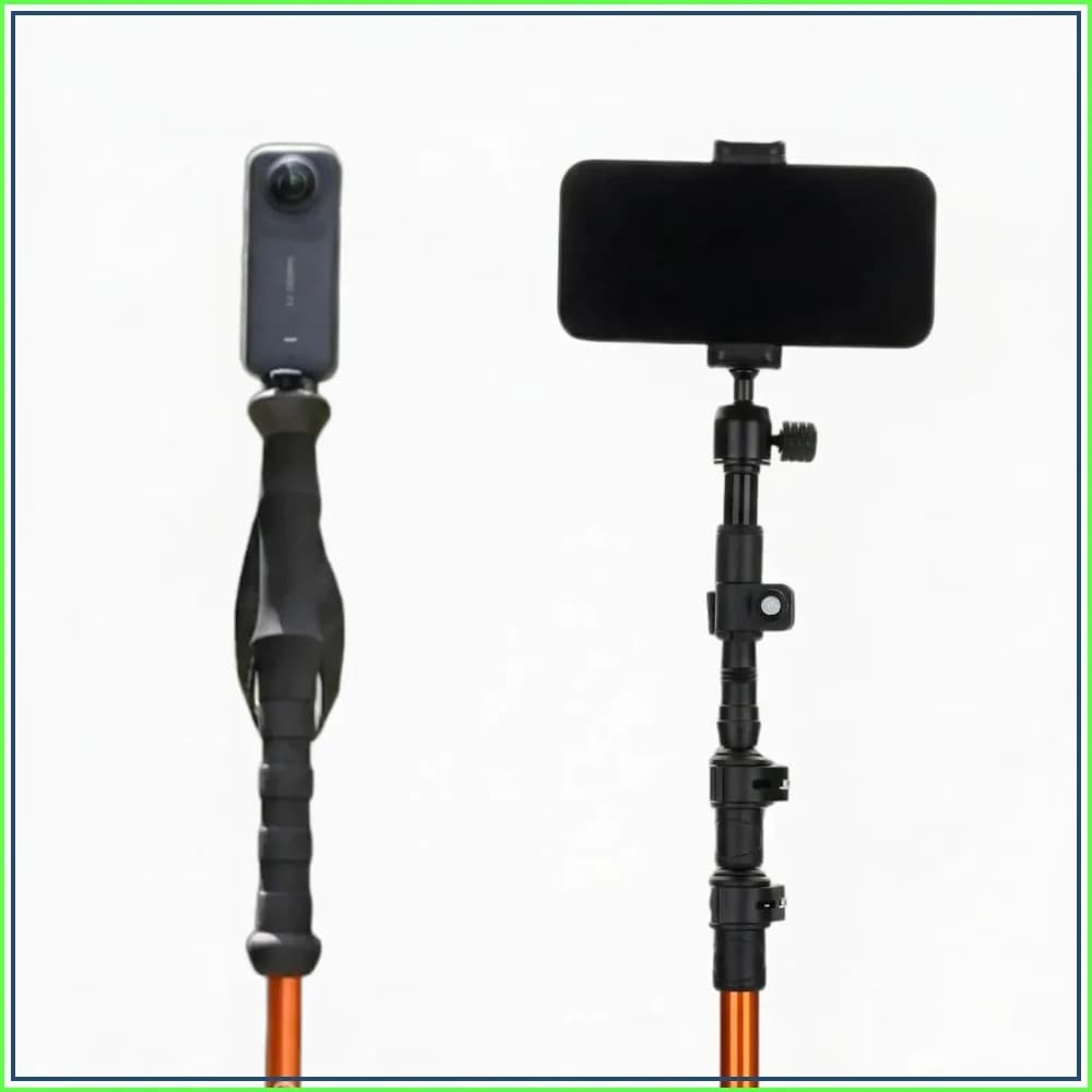 Selfie Trekking Pole – Ultralight 7075 Aluminum Hiking Poles with Built-in 1/4" Mount, Selfie Clamp, Tripod & Camera Kit – Adjustable Flip-Lock Walking Stick