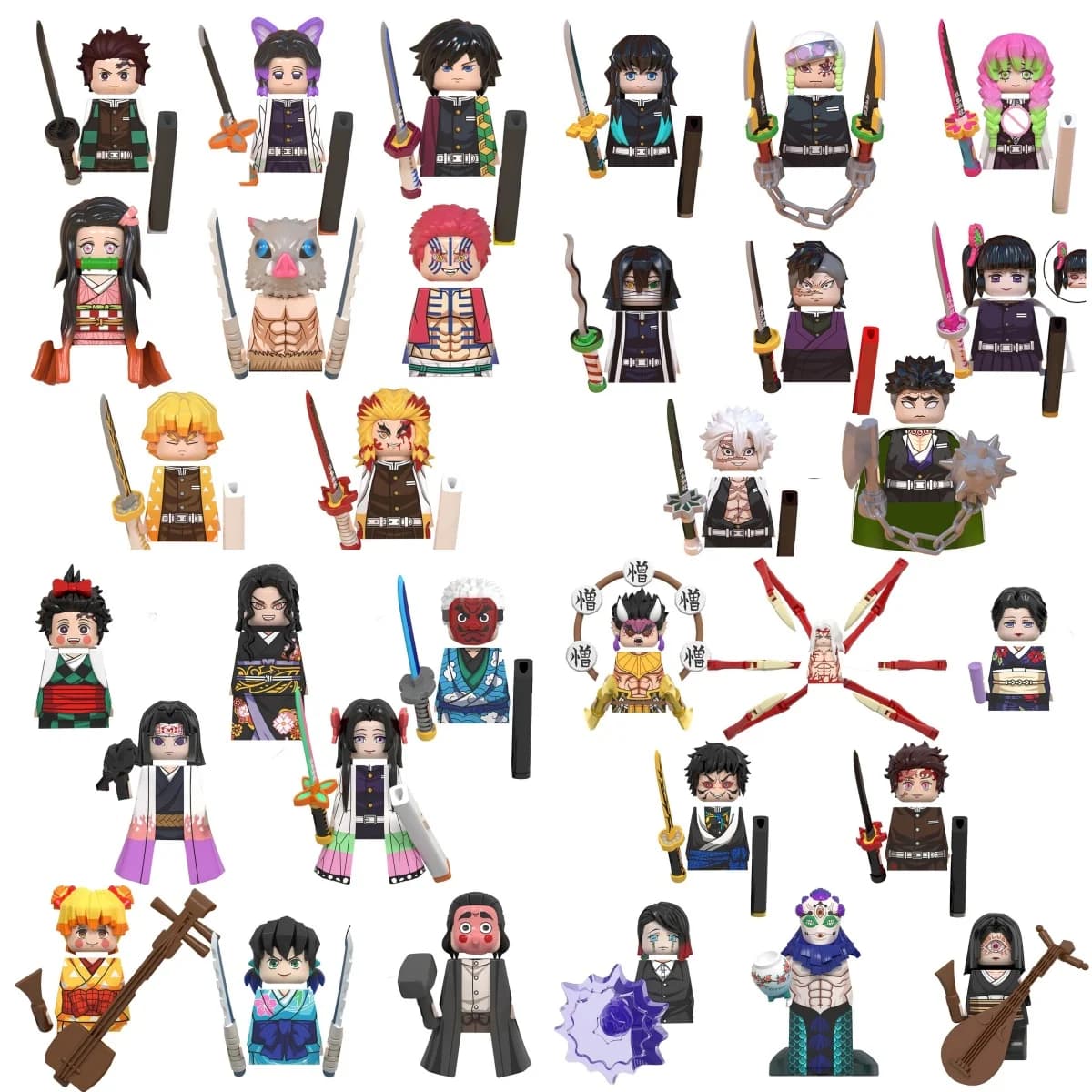 WM6116 WM6137 WM6162 Anime giapponese Samurai Tanjirou Nezuko Kyoujurou Giyuu Mini Building Blocks Mattoni Bambole Action Figures Giocattolo