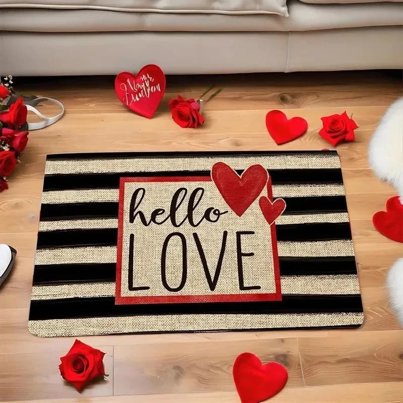 Zerbino di San Valentino Cuore rosso e rosa Dolce amore Tappetino per interni ed esterni Ingresso casa Portico anteriore Tappeti Decorazione regalo