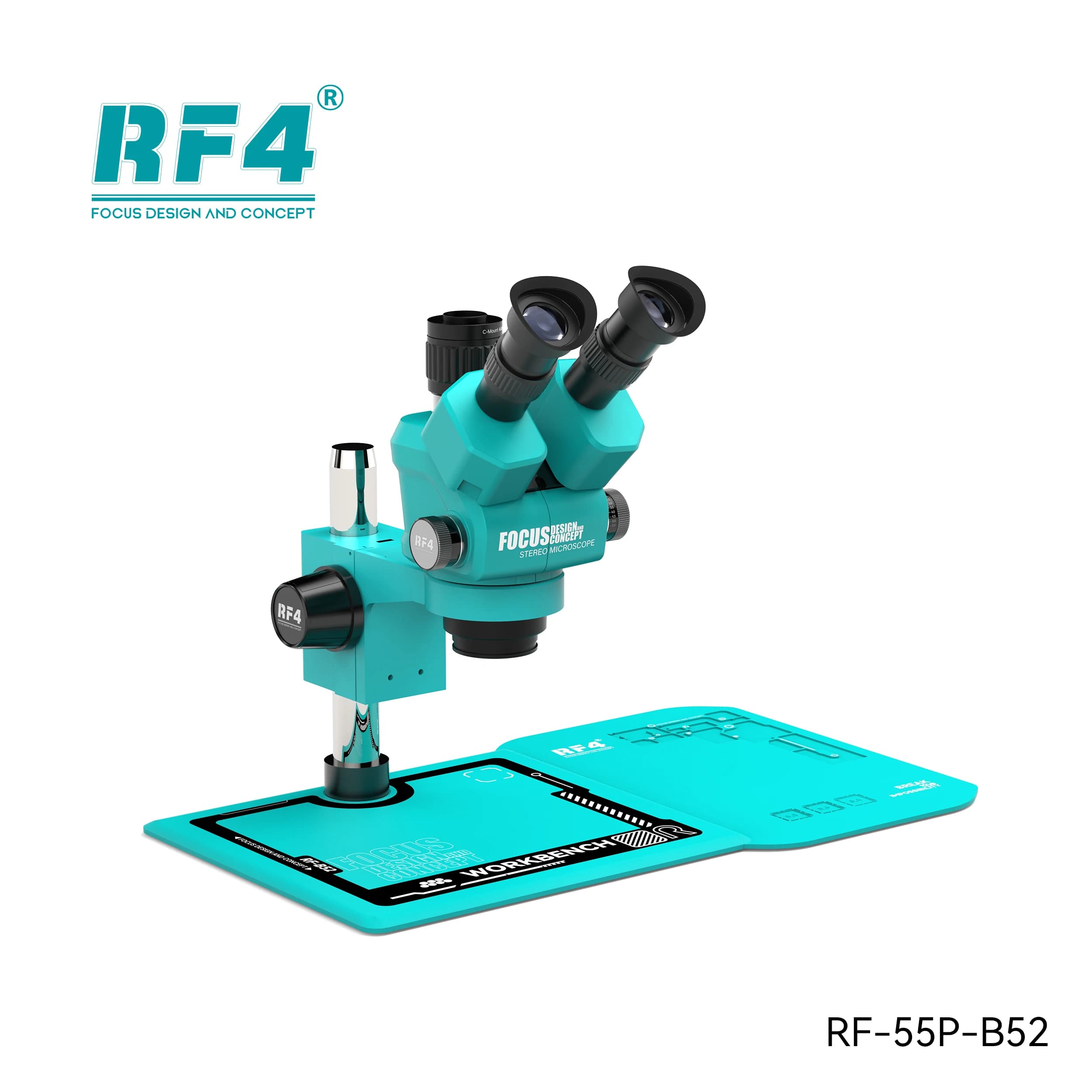 RF-6555PRO Microscopio dal design antipolvere Zoom continuo 6.5X-55X Manopola Microscopio trinoculare con zoom a 7 marce
