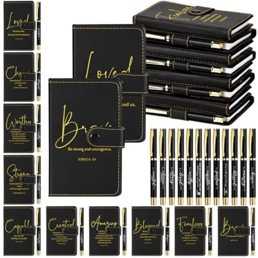 Sets Fathers Day Christian Gifts Bulk for Church Men Women Religious Leather Notebook Prayer Journal with Pen Study Group Scrip