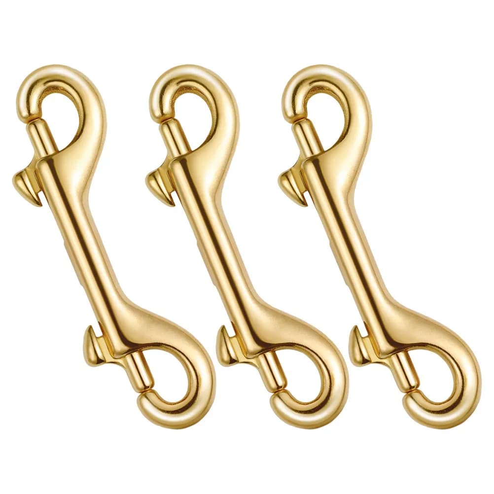 3Pcs Brass Double-Ended Snap Hook for Luggage Backpacks Handbags Dog Leash Purse Strap Hardware Secure Weather-Resistant Bolt