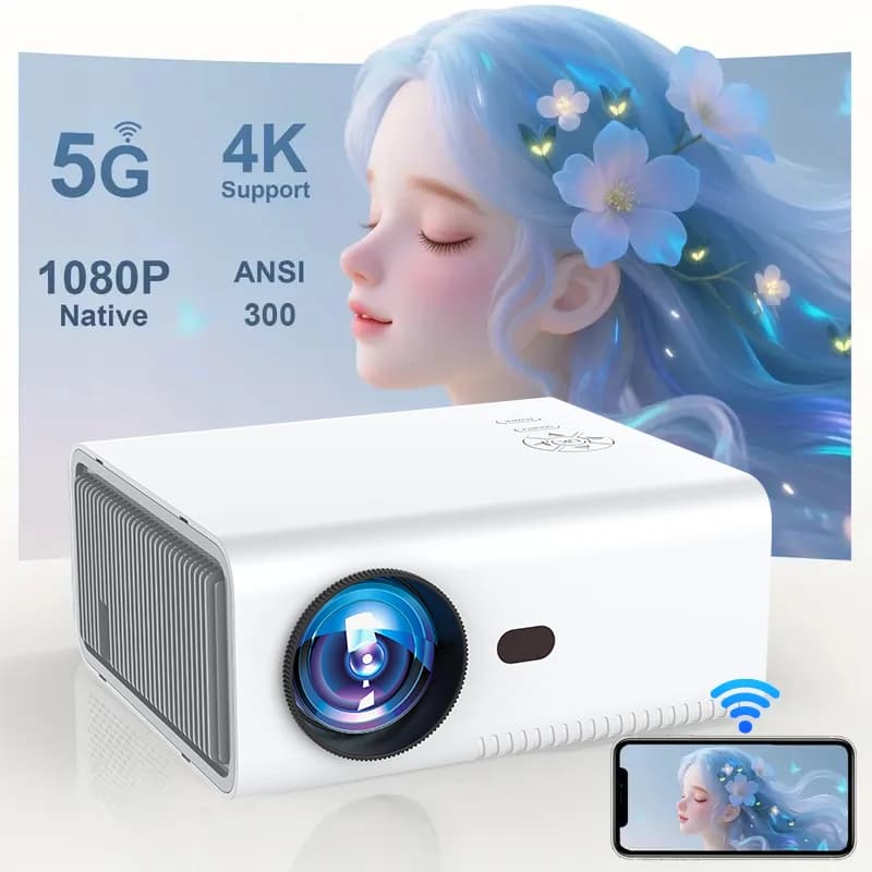 Potente proiettore intelligente ad alta definizione 1080P 300ANIS Android Dual Wifi bluetooth 5.2 Proiettore video domestico con messa a fuoco elettrica
