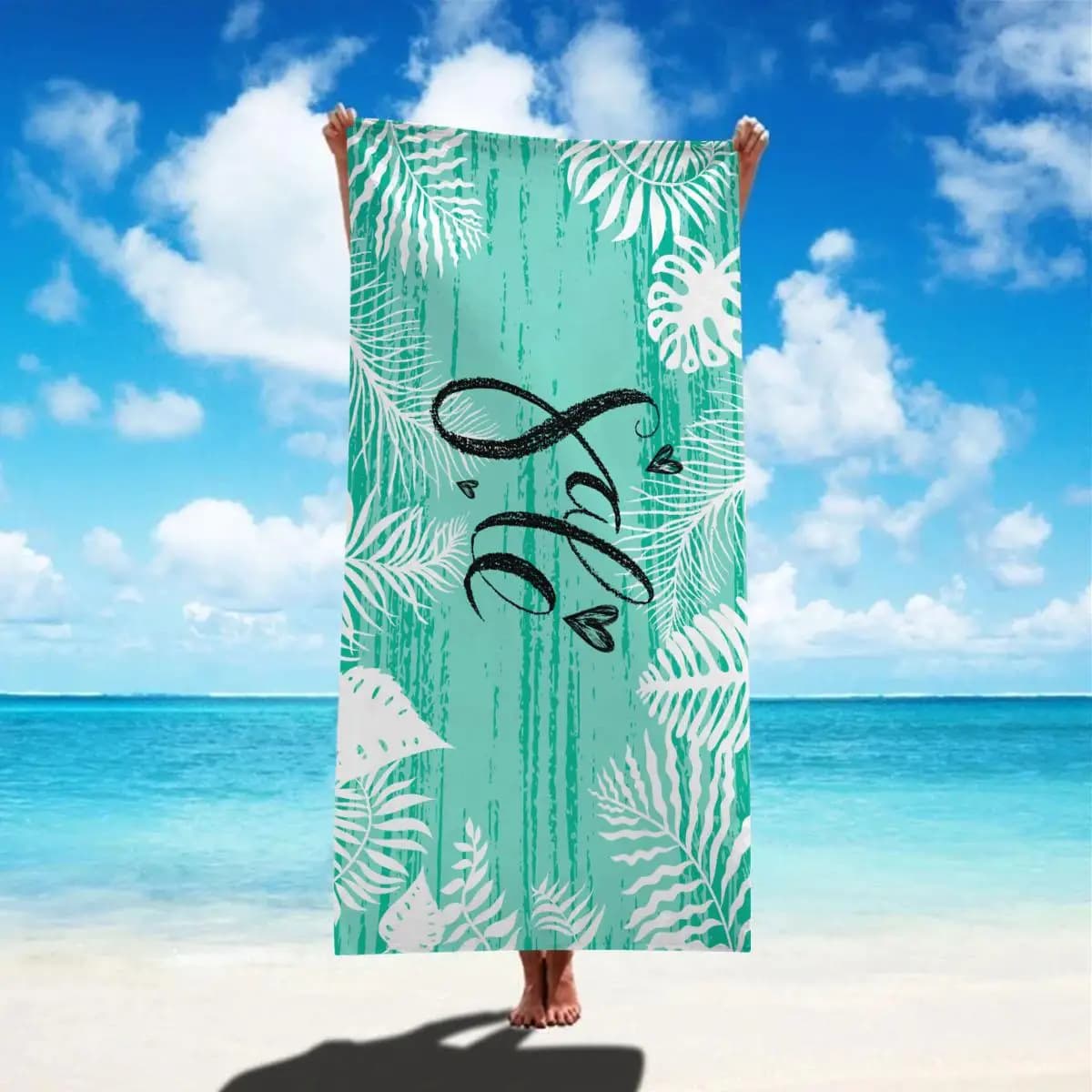 Asciugamano da spiaggia personalizzato con motivi, asciugamano da bagno stampato digitalmente - Adatto per adulti e bambini, super assorbente, ad asciugatura rapida, ideale per nuoto, campeggio e viaggi, il miglior regalo di Natale o di compleanno per la tua figlia o la tua partner