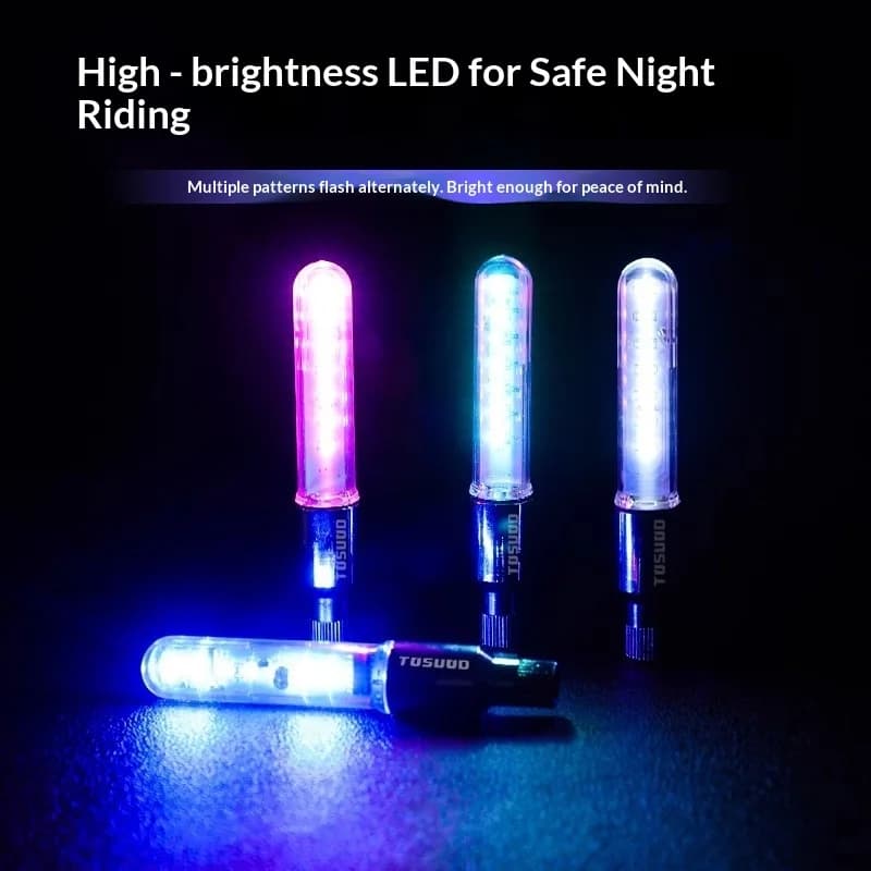 Led Bicycle Tire Valve Cap Lights Waterproof Super Bright Firefly Wheel Lights 15 Patterns Fits Both Presta & Schrader Valves