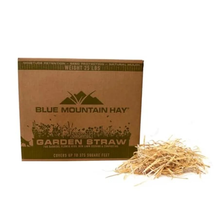 Fieno Organico Blue Mountain 25 lb - Mulch Naturale per Giardinaggio, Aiuole e Paesaggistica, Nuovo per Semina di Prato