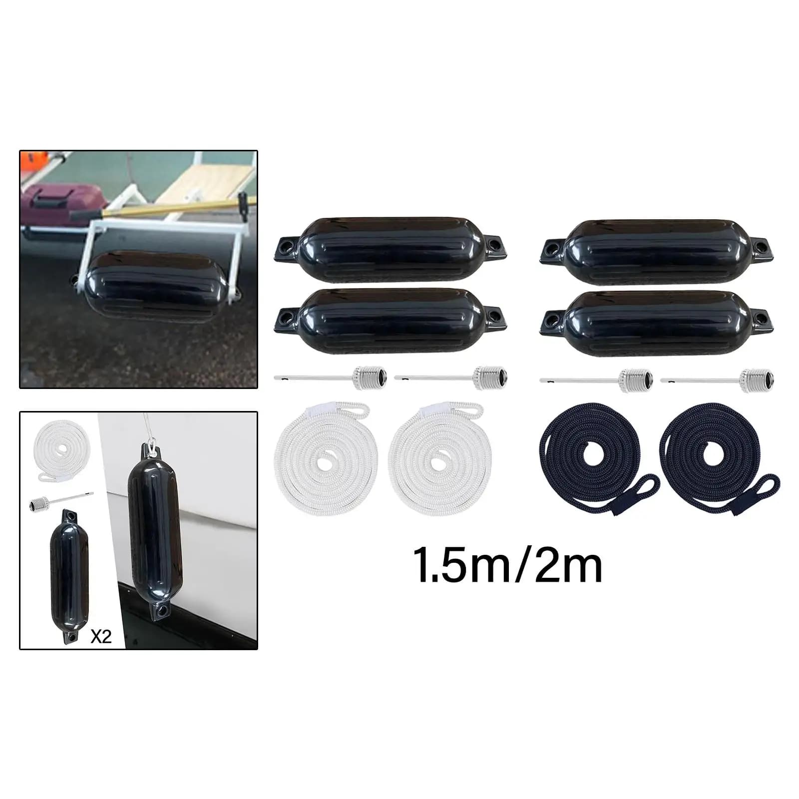 Barche marine, Paraurti per barche con corde, 4x16 pollici, Accessori per barche Protezione anticollisione per aggancio di barche a vela