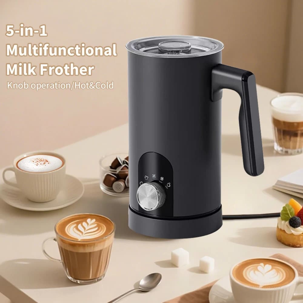 Montalatte Macchina elettrica per schiuma di latte Schiumatore automatico per latte 5 in 1 Montalatte elettrico per uova in crema di cappuccino