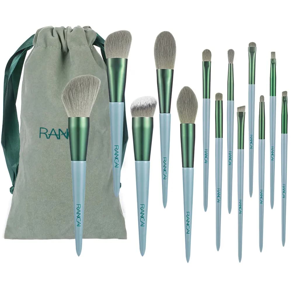 13Pcs Soft Makeup Brushes Set, Makeup Brush Set Premium Synthetic Bristles Conical Handle Kabuki Foundation Face Eyeshadow Brush for Liquid Powder Buffing Blending Contouring With Travel Bag