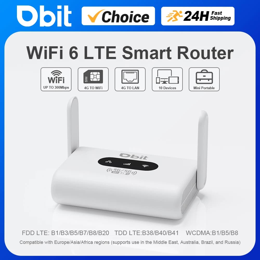 Router WiFi6 Router 4G LTE Modem 300Mbps Router WiFi Portable 4G Compatible with 5G SIM Cards