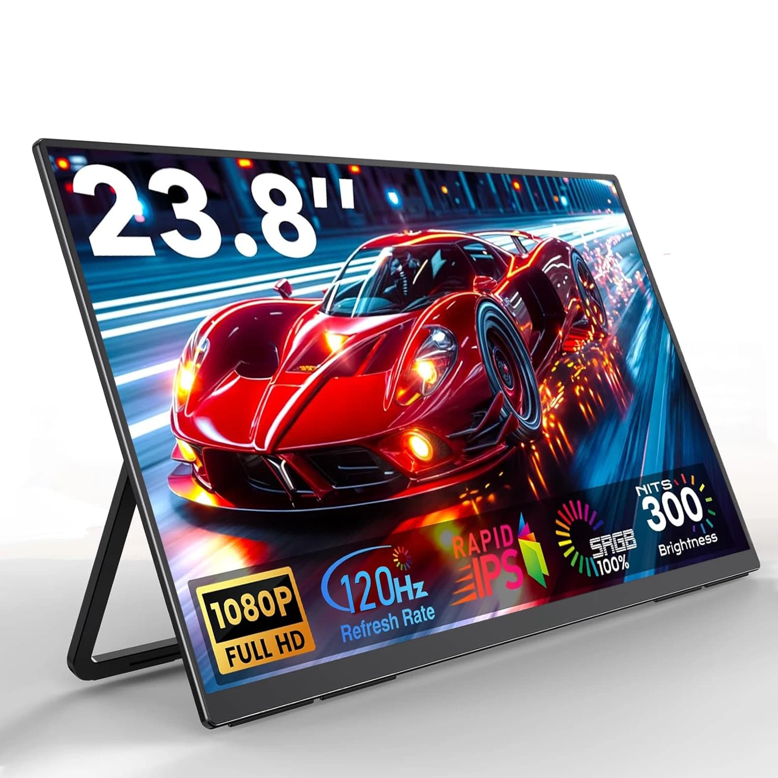 Monitor Portatile 23.8" 120Hz FHD 100% sRGB, Schermo Esterno per Gaming USB C con Supporto LS VESA per Mini PC, Laptop, Estensione MAC, Telefono