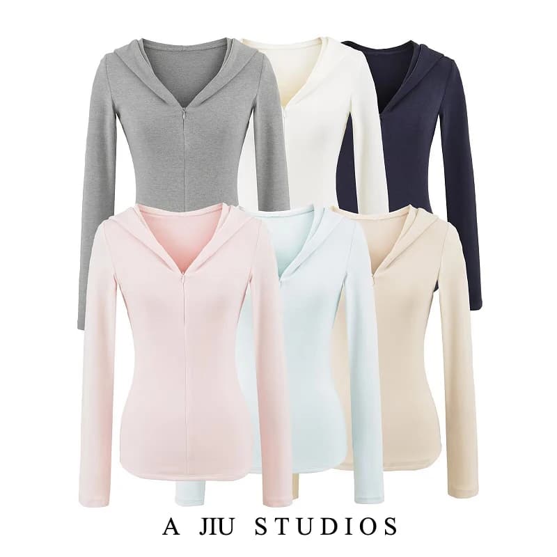 Slim Fit Zipper Hoodie Jacket Women's Autumn Casual Versatile Waist Cinched Outerwear Pure Desire Style Long Sleeve Sweatshirt