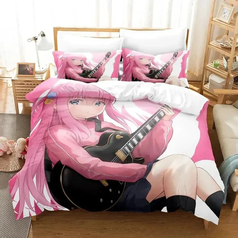 3D Anime Nuovo Gotou Hitori Stampato Set Letto Copripiumino Federa Set Biancheria da letto Lenzuolo Copripiumino Completo Queen King Size