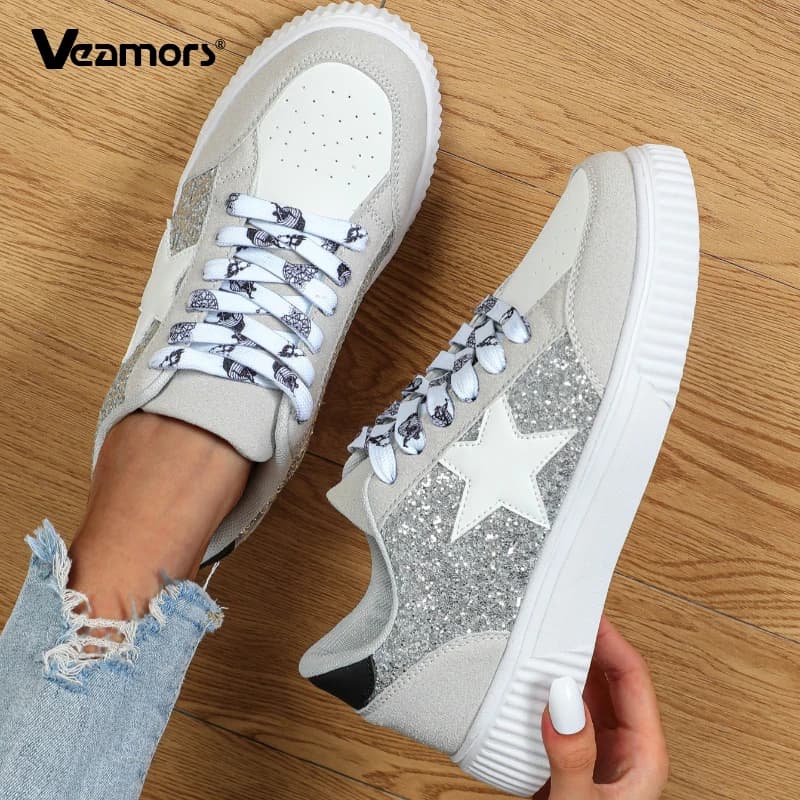 VEAMORS Women's Fashionable Walking Shoes, Men's casual sneakers, Trendy sequin shoes, Low casual shoes