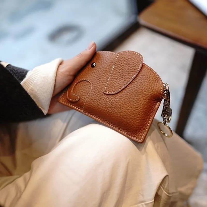 Cute Creative Elephant Japanese Style Coin Purse, INS Soft Leather Mini Women Wallet, Keychain Small Coin Storage Bag Gifts