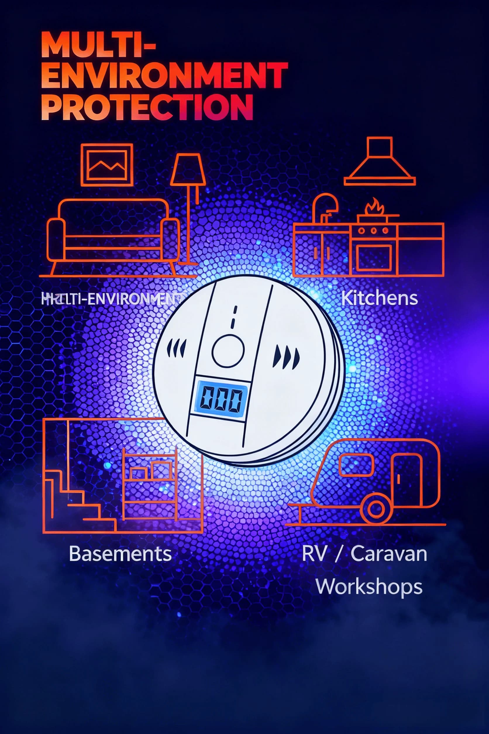 Allarme CO con Sensore Elettrochimico, Avviso Multistadio e Display LCD, Rilevatore Affidabile per la Sicurezza Domestica