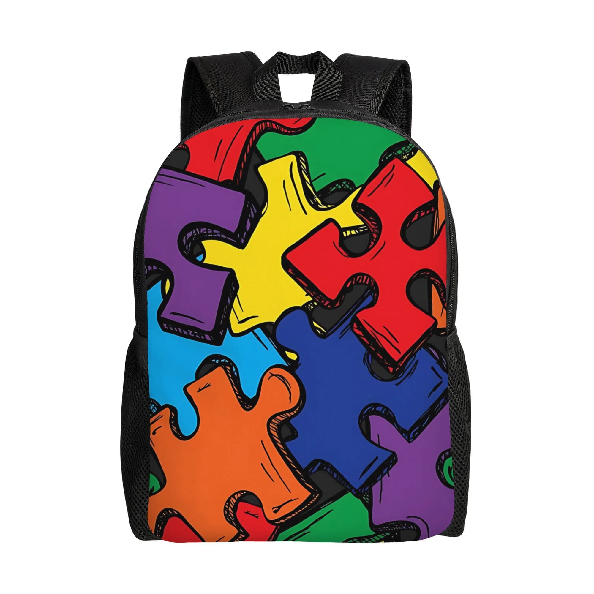 1 backpack with puzzle blocks for the first day of school, suitable for office employees, the perfect choice