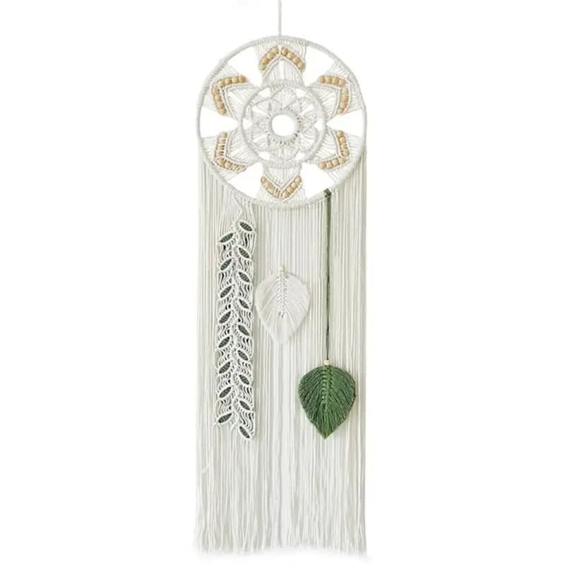 A67P-Macrame Dream Catchers For Bedroom Dream Catcher Wall Decor Large Boho Wall Hanging With Woven Leaves Decor Ornament
