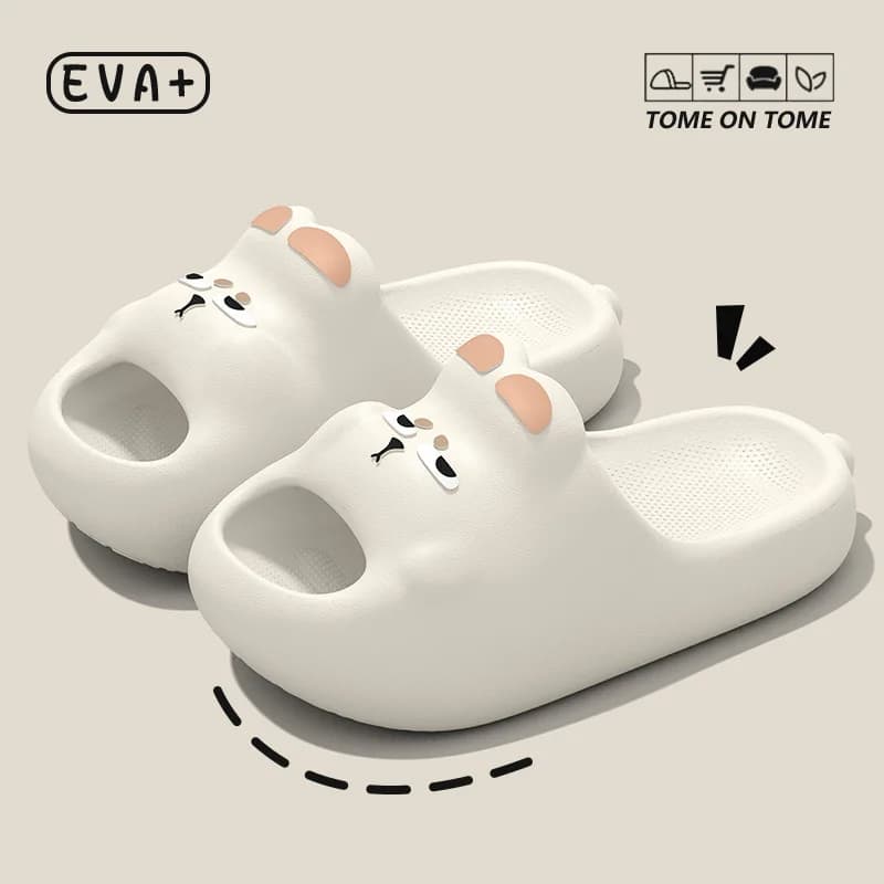 EVA Soft Home Slippers in rabbit shape, for men and women, with thick cushioned bottom, non-slip, for bathroom, summer, indoor, outdoor, beach.