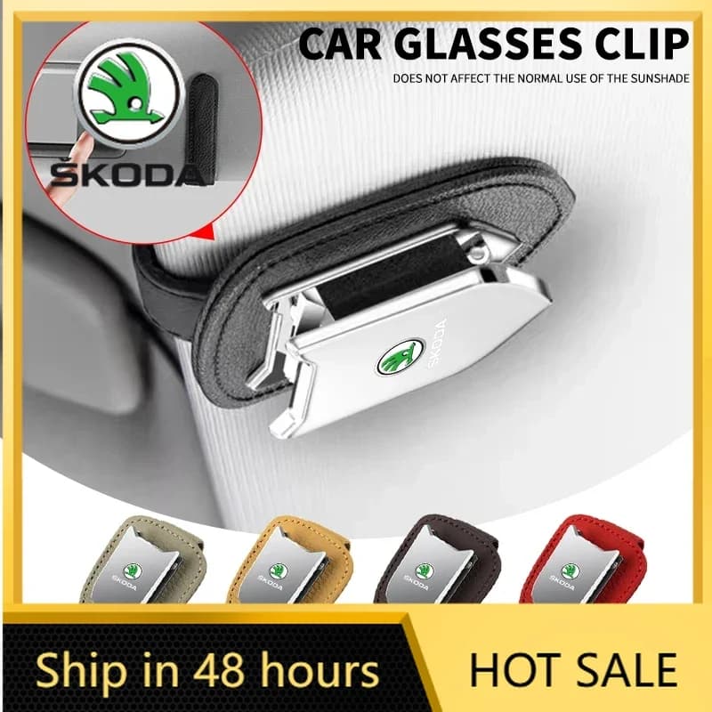 2025 Nuovo Portaocchiali da Sole per Auto, Clip per Occhiali, Porta Carte e Biglietti per Skoda Octavia Superb Rapid Kodiaq Karoq Fabia Kamiq Ro