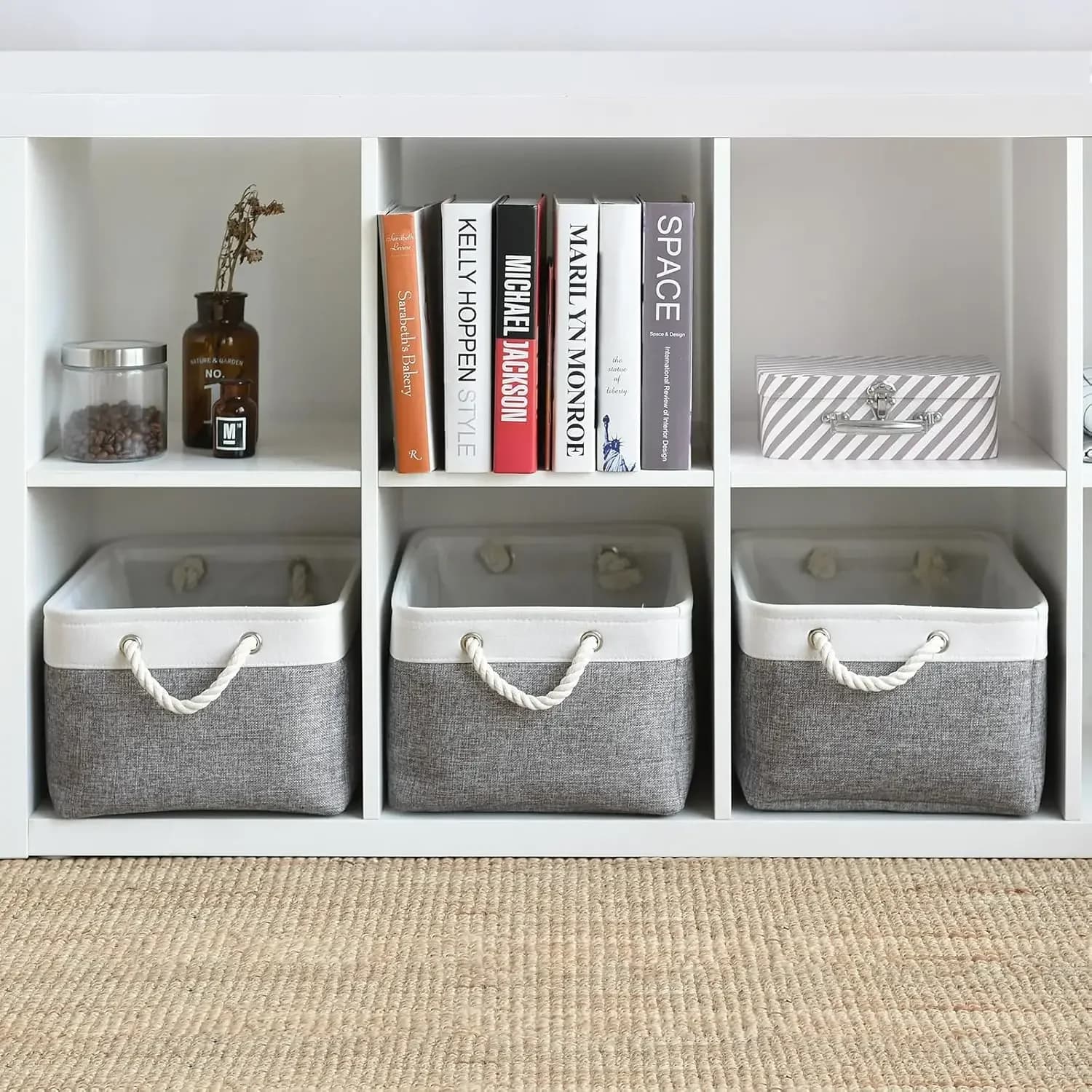 Large Capacity Foldable Storage Box Foldable Fabric Storage Basket for Various Items with Handle for Living Room Storage Organizer