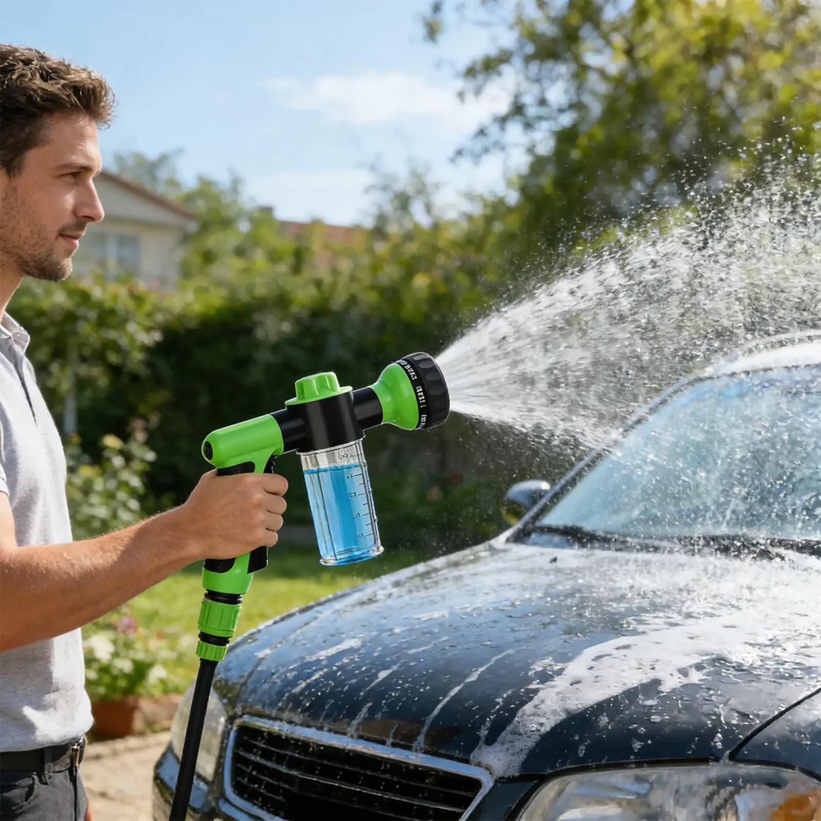 Pressure Washer Foam Cannon Adjustable Spray Patterns High Pressure Leak-Proof Washer Garden Hose Spray Nozzle For Gardening