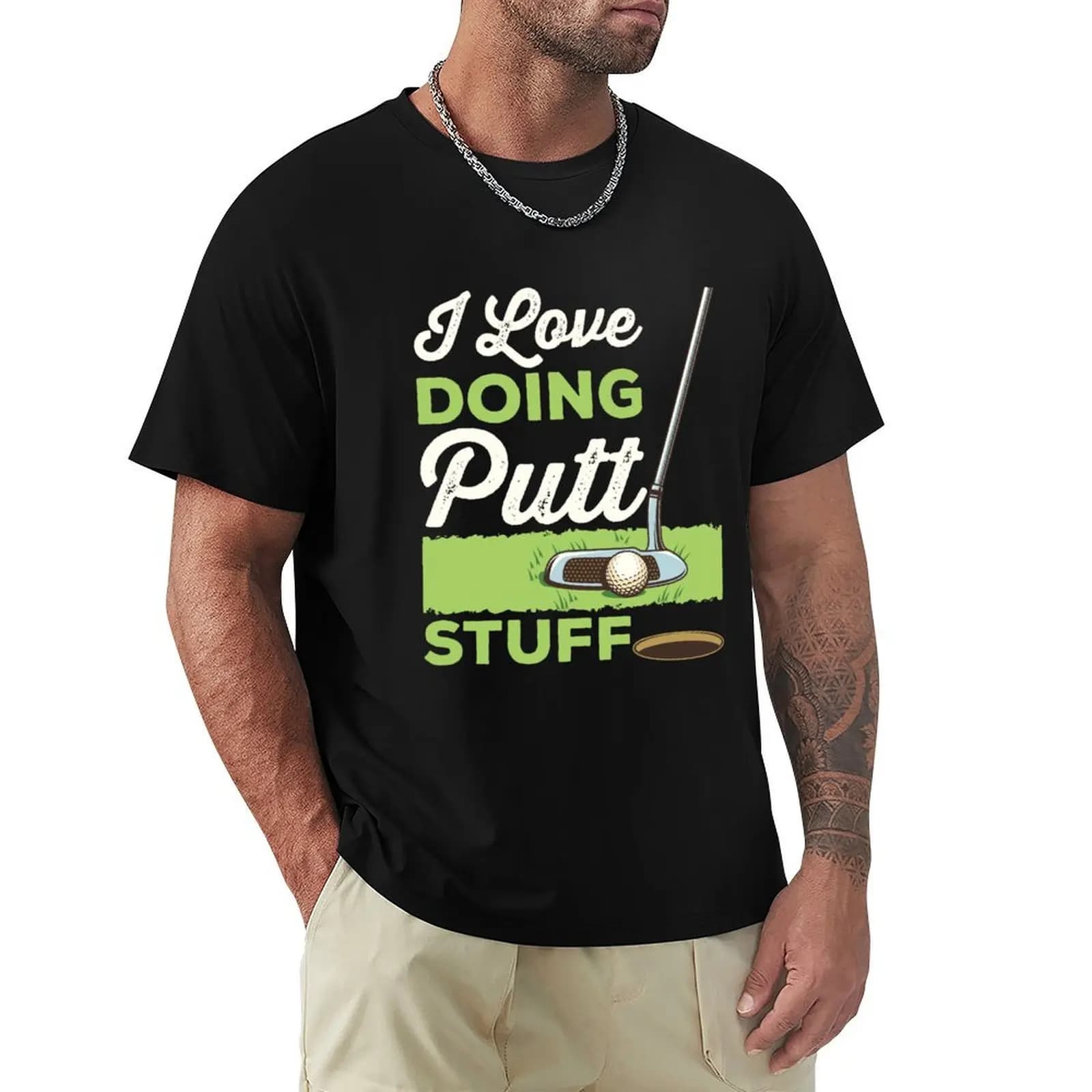 T-shirt divertente da golf con stampa 'I Love Doing Putt Stuff', traspirante, a maniche corte, per palestra