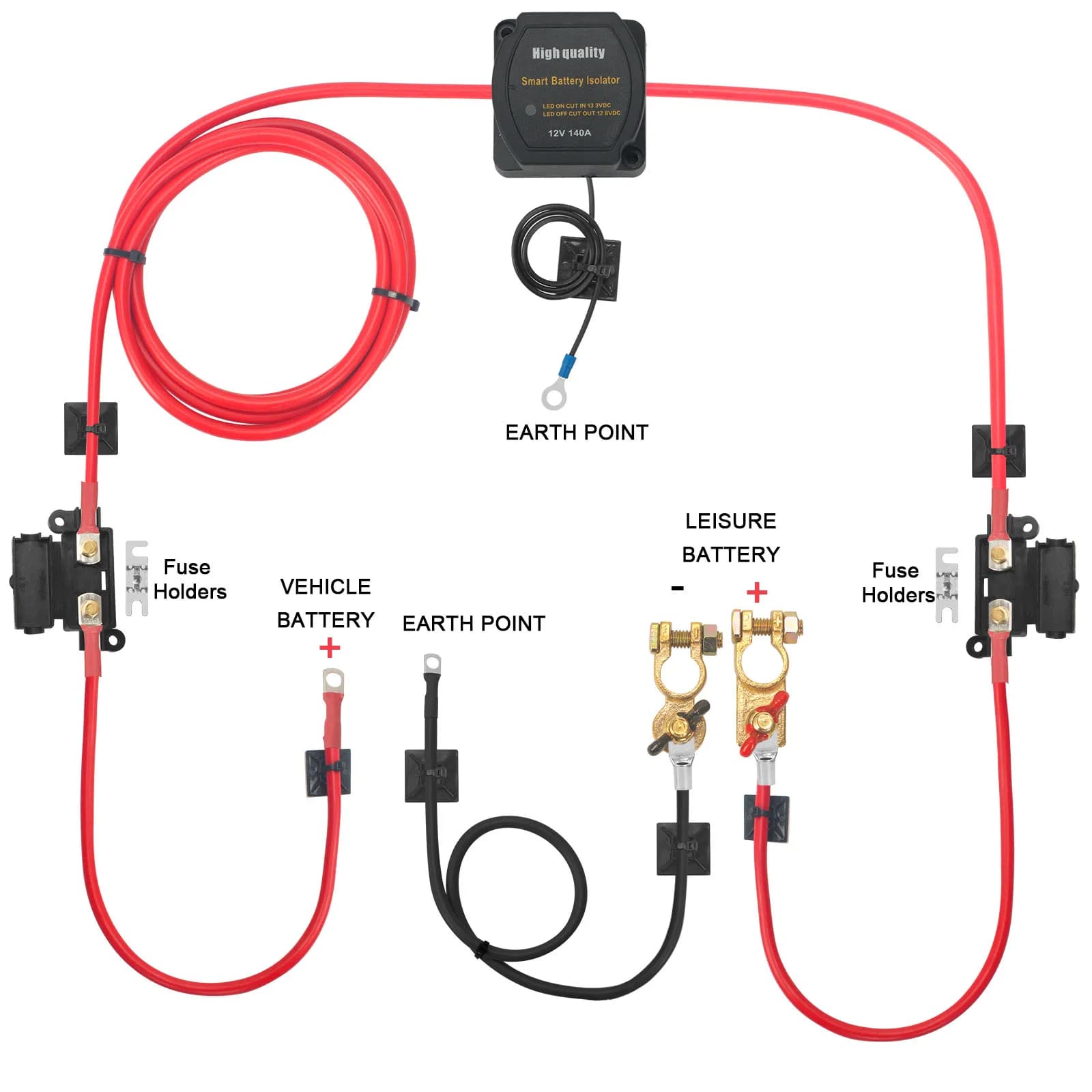 3m Ready Made Split Charge Relay Kit 12v 140 AMP VSR 110Amp Lead T4 T5 For Caravan Camper Boats Voltage Sensing Relays