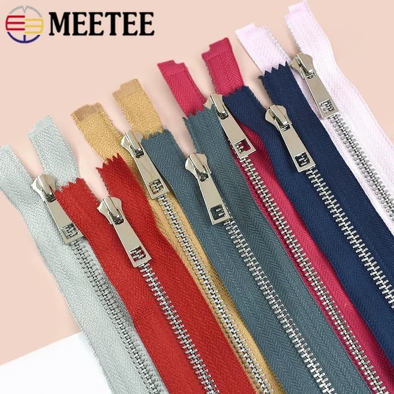 2/5 pezzi Meetee 5 # Cerniere per cucire in metallo 15-80 cm Zip chiuse/aperte per vestiti Jeans Bag Decor Chiusura Kit di riparazione cerniera Accessori