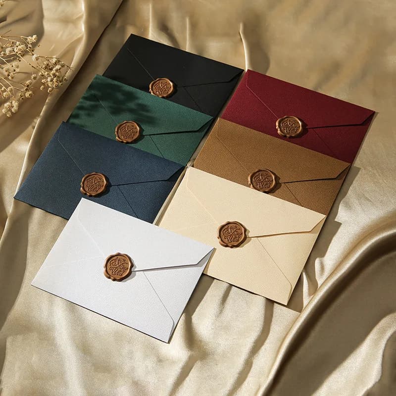 10 set di biglietti di auguri da 16x11 cm, buste con texture in lino, buste classiche vuote, buste per inviti di nozze, regalo con sigillo in ceralacca