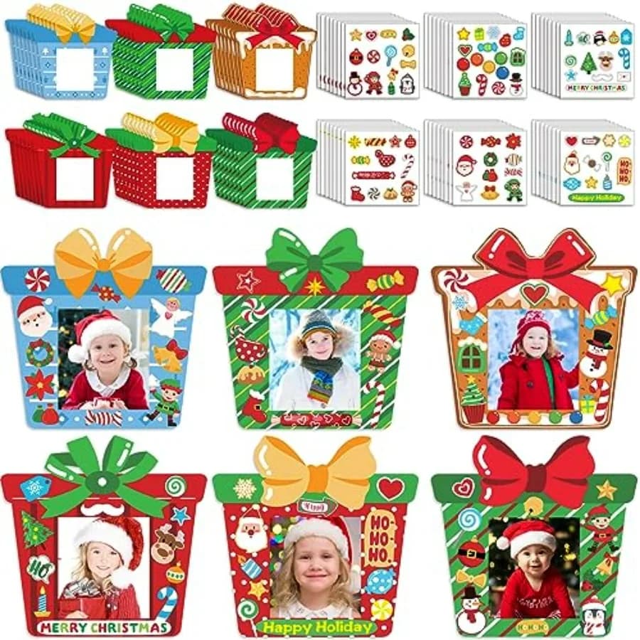 Pcs Christmas Picture Frame Ornaments Craft Bulk Gift Hanging Photo Frame Ornaments DIY Wooden Christmas Tree Decoration Craft