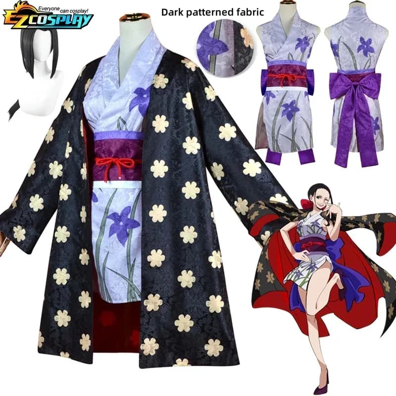 Costume cosplay da donna Miss Allsunday Nico Robin Stampa digitale Uniforme Kinomo Abito Parrucca Vestito Vestito di carnevale di Halloween