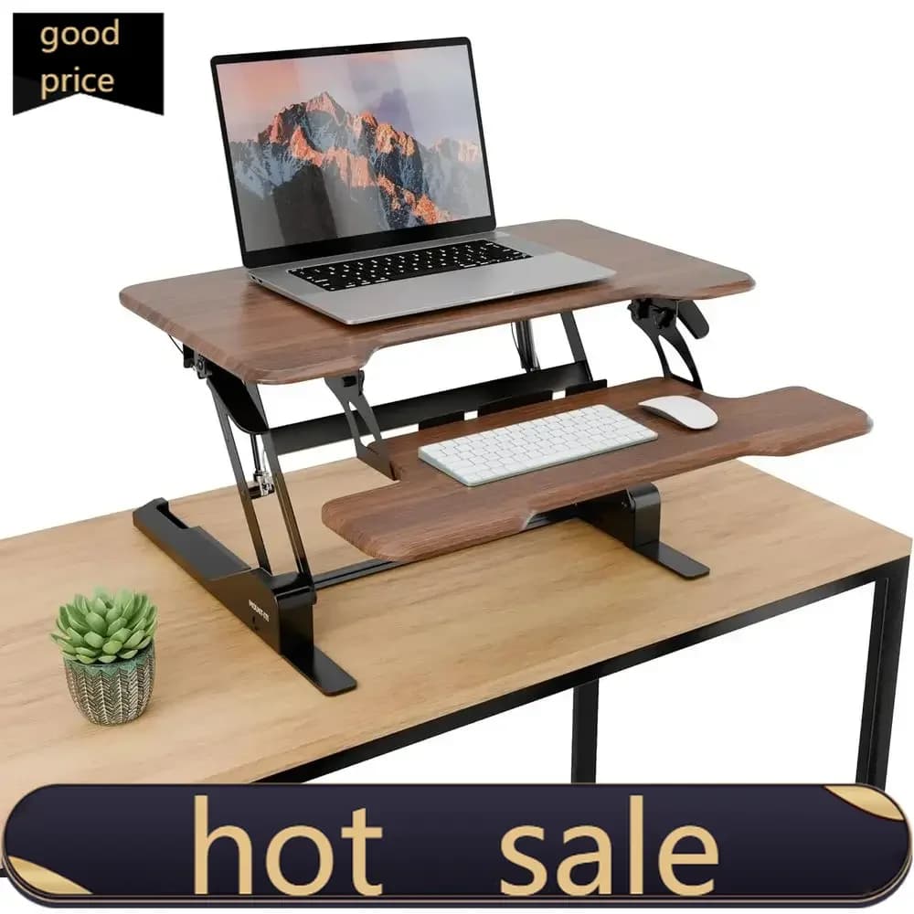 Adjustable Desk Converter with 30 Gas Springs, Compact Design and Tasting Tray, for Monitor and