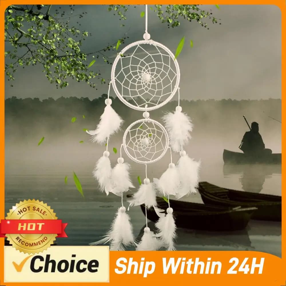 White Dream Catcher Pendant Hand-woven Wall Decor Pendant Art Crafts Romantic Handmade for Girlfriend Gift for Party Decoration