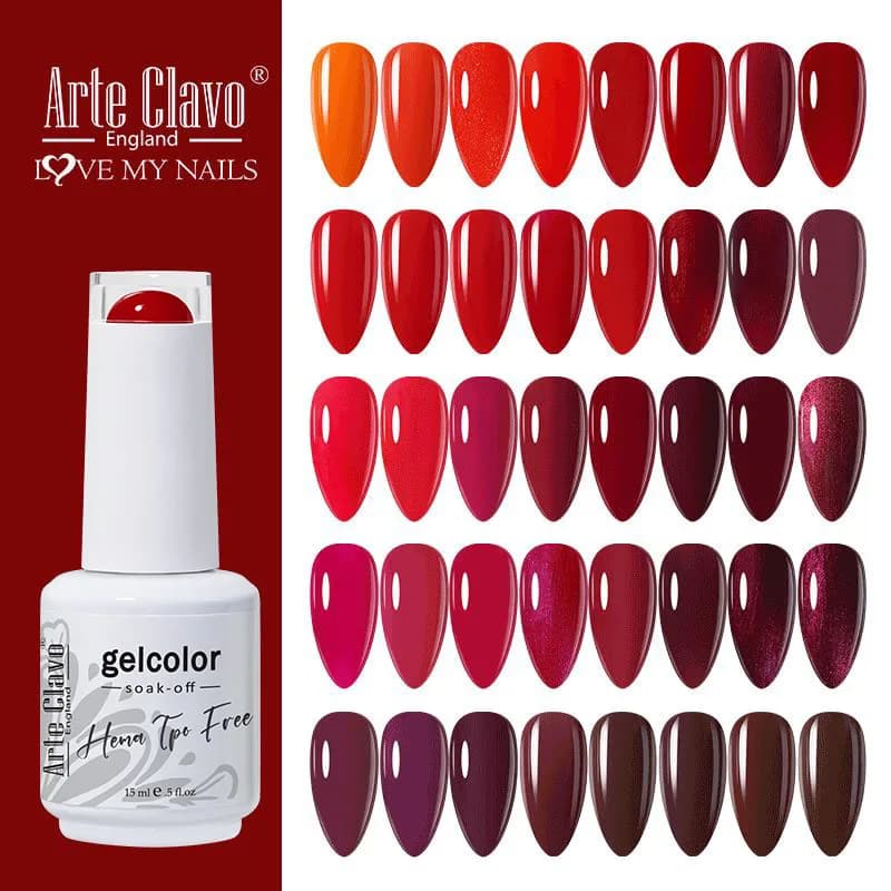 Arte Clavo Red Color Series Smalto per unghie UV Soak Off Vernice 15ml Manicure Nail Art Smalto per unghie gel Hema Tpo a lunga durata