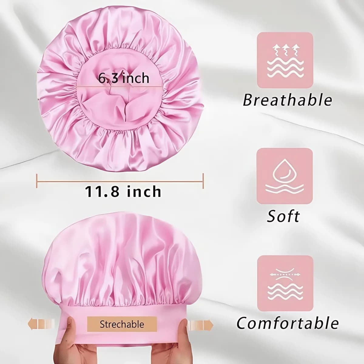 2 cappelli da notte in raso per donna, cappello da notte elasticizzato, cappello da notte morbido e confortevole traspirante