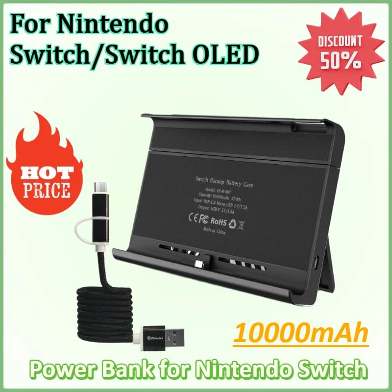 Nuovo PowerBank da 10000 mAh per Nintendo Switch LCD e interruttore Custodia per caricabatterie di backup OLED PD Stazione batteria esterna a ricarica rapida