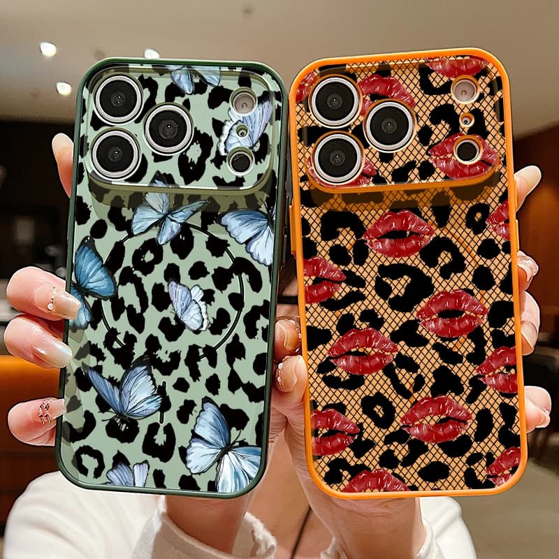 Leopard Print Magnetic Phone Case For iPhone 17 Pro Max 16 15 14 13 Pro Max For Magsafe Camera Protection Hard PC Back Cover
