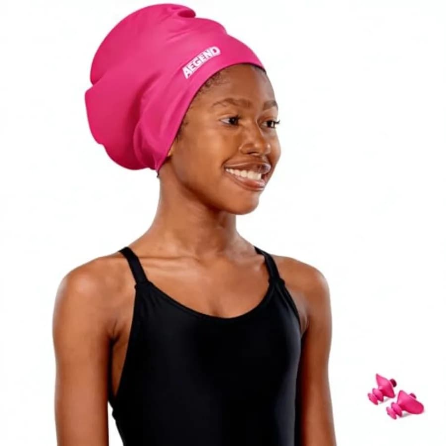 Extra Large Swim Cap for Long Hair, Swimming Caps for Boys Girls Youth, Big Swim Hat for Long Thick Curly Hair and Dreadlocks B