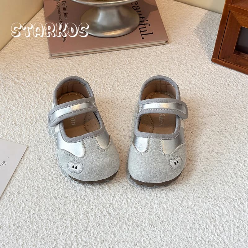 Simpatiche sneakers da balletto con ricamo mela per bambine, design di marca, scarpe basse casual, mocassini bassi sportivi per bambini