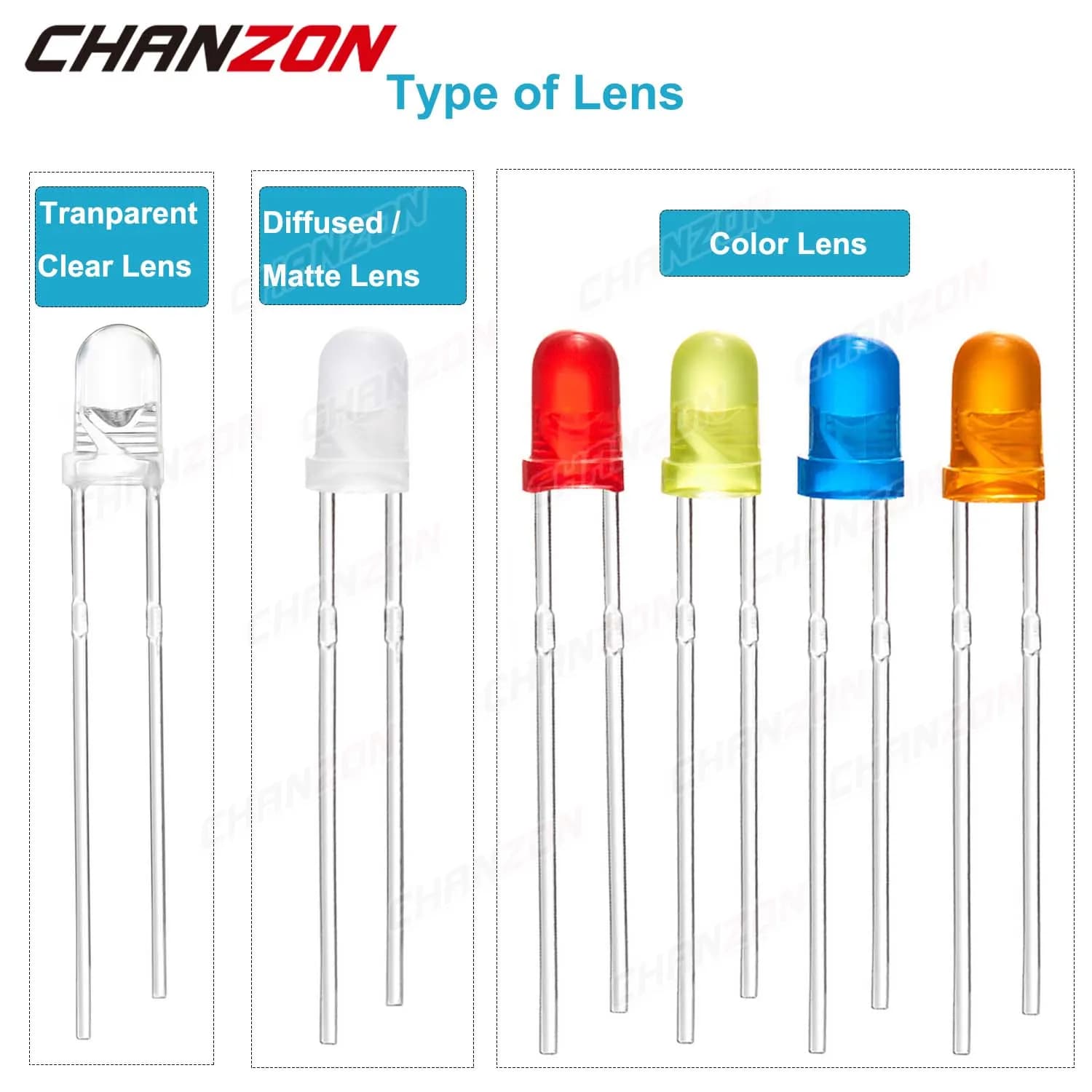 3mm Ultra Bright White LED Downlight Red Green Purple Yellow Orange Pink Color Clear Emission Assortment F3
