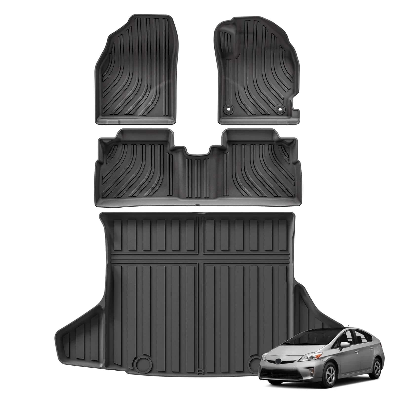 RHD per Toyota Prius 30 Serie 2009-2014 Guida a destra Tappetini per auto Cargo Liner Tronco Pad TPE 3D Tappetino Accessori NERO