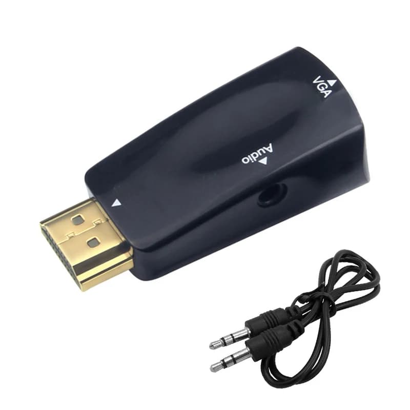 Male To Famale Converter Adapter HDMI-compatible to VGA Cable Converter 3.5mm Jack Audio HD 1080P For PC Tablet Laptop
